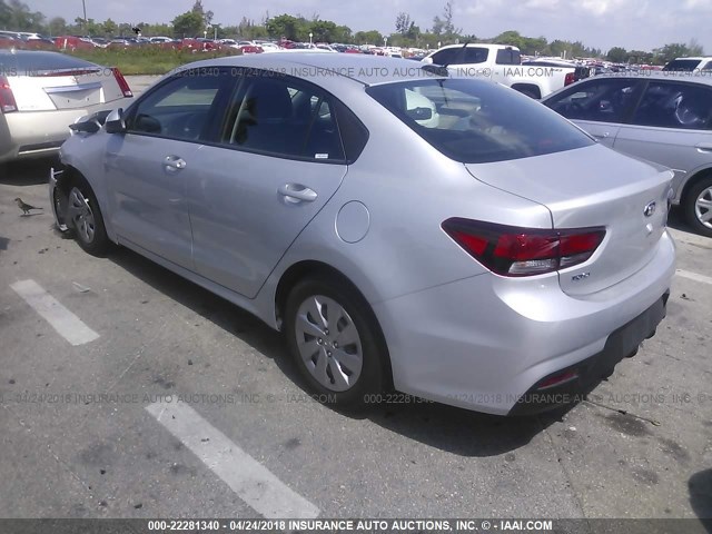 3KPA24AB8JE049770 - 2018 KIA RIO LX/S SILVER photo 3