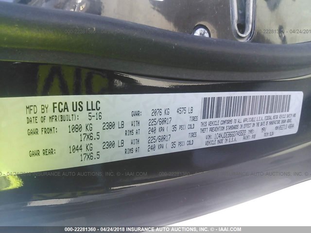 1C4NJDEB6GD745522 - 2016 JEEP COMPASS LATITUDE 黑色 照片 9