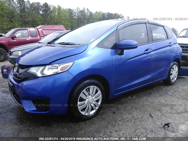 3HGGK5G51FM758797 - 2015 HONDA FIT LX BLUE photo 2