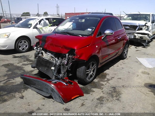 3C3CFFCR6CT212387 - 2012 FIAT 500 LOUNGE RED photo 2