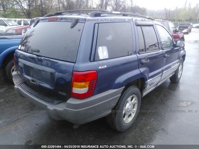 1J4GW48SXYC322787 - 2000 JEEP GRAND CHEROKEE LAREDO BLUE photo 4