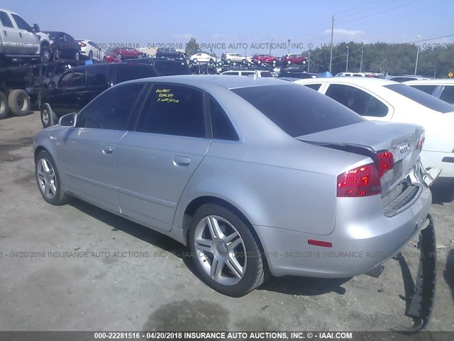 WAUAF78E57A001111 - 2007 AUDI A4 2/TURBO SILVER photo 3