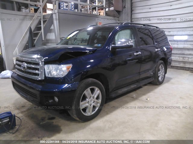 5TDBY68A68S023311 - 2008 TOYOTA SEQUOIA LIMITED BLUE photo 2