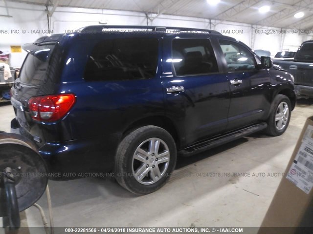 5TDBY68A68S023311 - 2008 TOYOTA SEQUOIA LIMITED BLUE photo 4