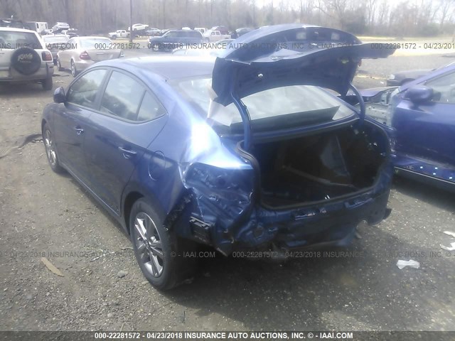 5NPD84LF2HH054657 - 2017 HYUNDAI ELANTRA SE/VALUE/LIMITED BLUE photo 3