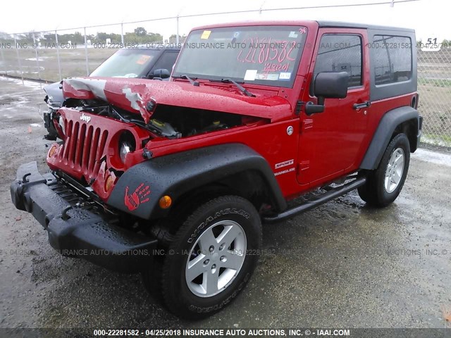 1J4AA2D11AL129519 - 2010 JEEP WRANGLER SPORT أحمر صورة 2