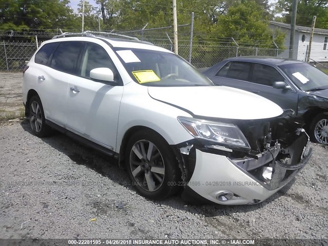 5N1AR2MN4EC684810 - 2014 NISSAN PATHFINDER S/SV/SL/PLATINUM WHITE photo 1