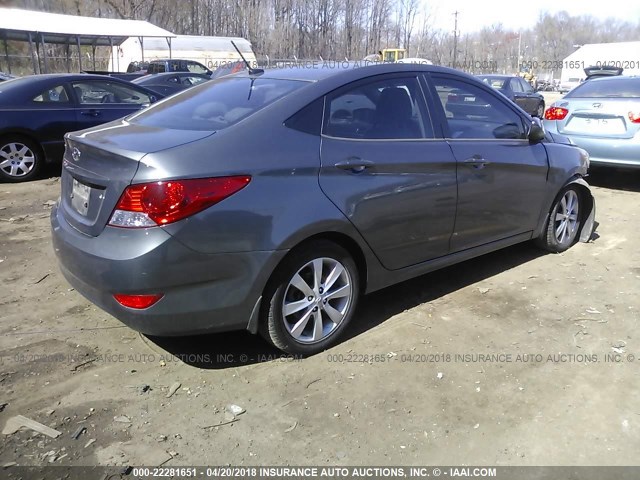 KMHCU4AE5CU121196 - 2012 HYUNDAI ACCENT GLS/GS/SE GRAY photo 4