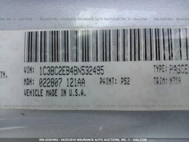 1C3BC2EB4BN532495 - 2011 CHRYSLER 200 TOURING SILVER photo 9