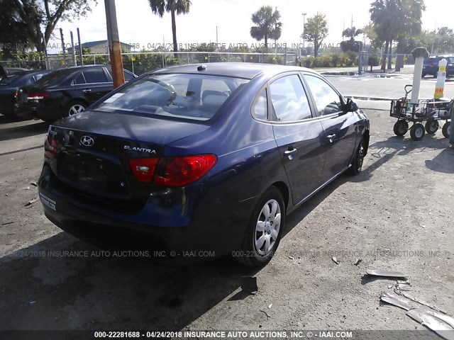 KMHDU46D18U299554 - 2008 HYUNDAI ELANTRA GLS/SE/LIMITED BLUE photo 4