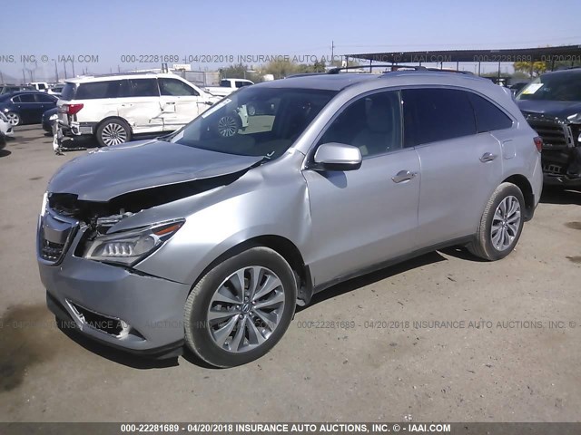 5FRYD4H46FB013379 - 2015 ACURA MDX TECHNOLOGY SILVER photo 2