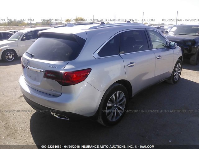 5FRYD4H46FB013379 - 2015 ACURA MDX TECHNOLOGY SILVER photo 4