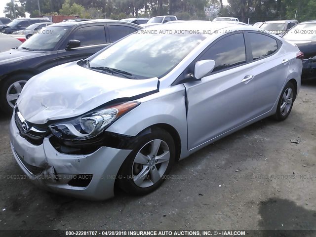 5NPDH4AE9DH441596 - 2013 HYUNDAI ELANTRA GLS/LIMITED SILVER photo 2