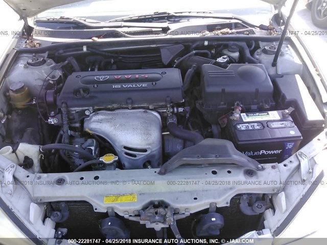 4T1BE32K72U001504 - 2002 TOYOTA CAMRY LE/XLE/SE SILVER photo 10