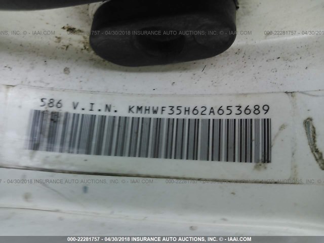 KMHWF35H62A653689 - 2002 HYUNDAI SONATA GLS/LX WHITE photo 9