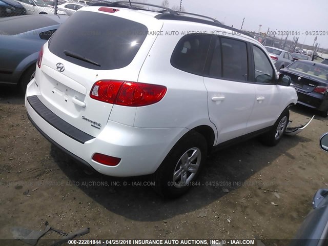 5NMSG73D19H283596 - 2009 HYUNDAI SANTA FE GLS WHITE photo 4