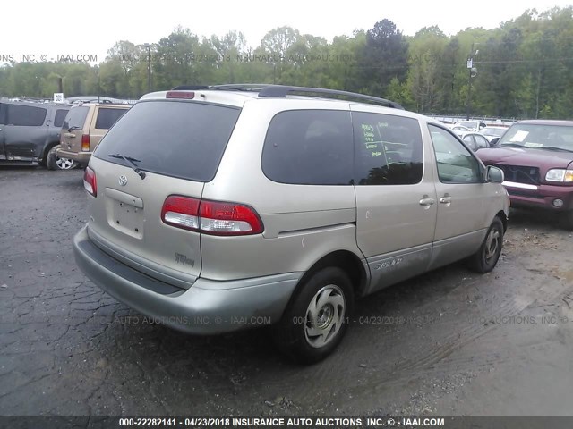 4T3ZF13C62U467102 - 2002 TOYOTA SIENNA LE/XLE TAN photo 4