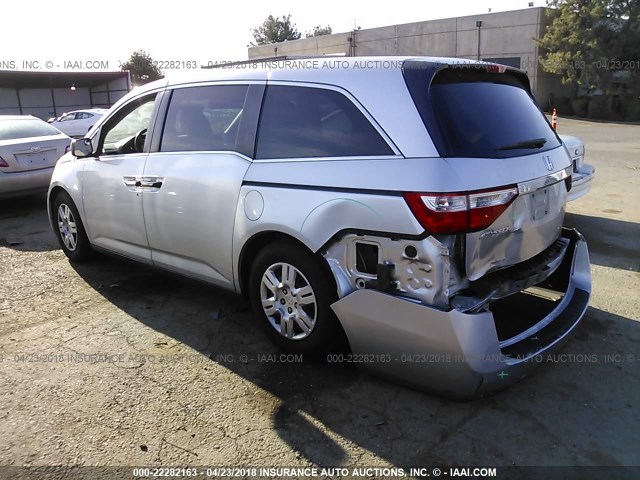 5FNRL5H29BB050112 - 2011 HONDA ODYSSEY LX SILVER photo 3