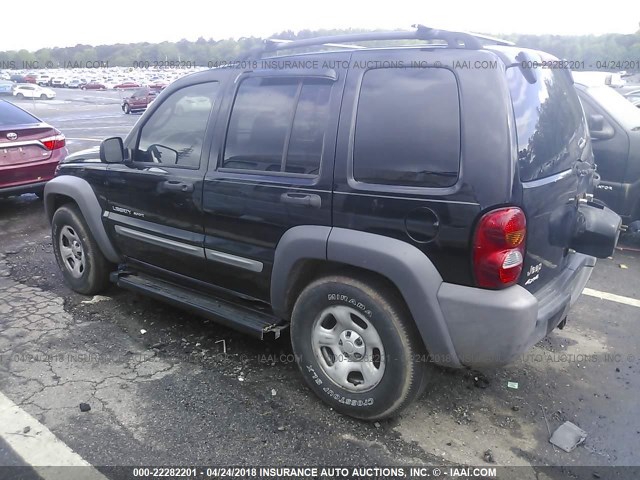 1J4GL48K63W500906 - 2003 JEEP LIBERTY SPORT/FREEDOM BLACK photo 3