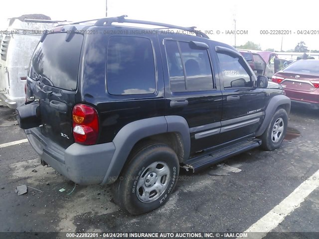 1J4GL48K63W500906 - 2003 JEEP LIBERTY SPORT/FREEDOM შავი ფოტო 4