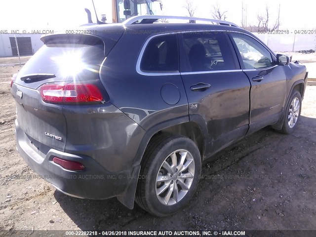 1C4PJMDBXGW280340 - 2016 JEEP CHEROKEE LIMITED GRAY photo 4