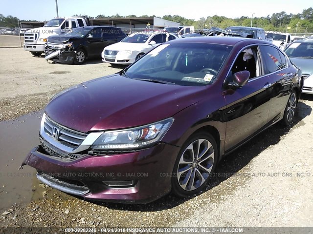 1HGCR2F56DA242097 - 2013 HONDA ACCORD SPORT MAROON photo 2