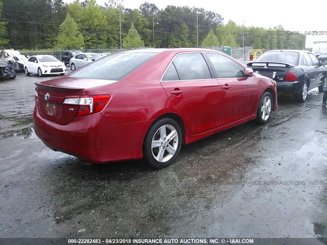 4T1BF1FK6CU508486 - 2012 TOYOTA CAMRY SE/LE/XLE RED photo 4