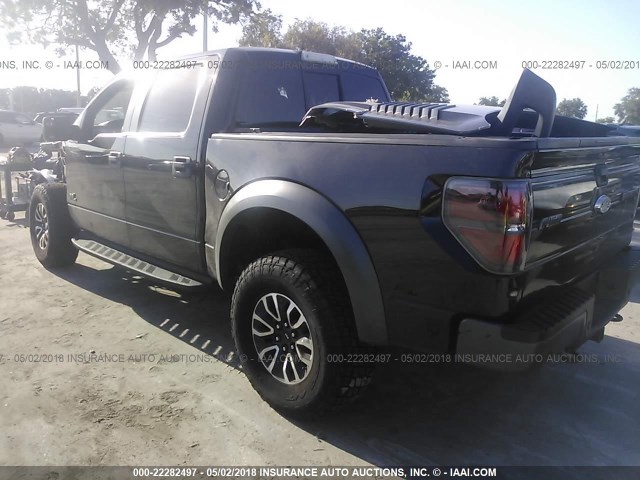 1FTFW1R63DFD70500 - 2013 FORD F150 SVT RAPTOR BLACK photo 3