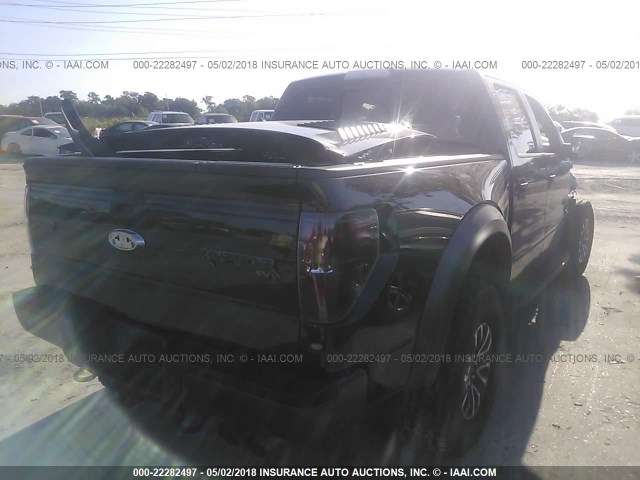 1FTFW1R63DFD70500 - 2013 FORD F150 SVT RAPTOR BLACK photo 4