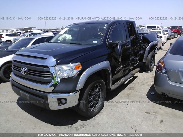 5TFRM5F12EX068307 - 2014 TOYOTA TUNDRA DOUBLE CAB SR/SR5 BLACK photo 2