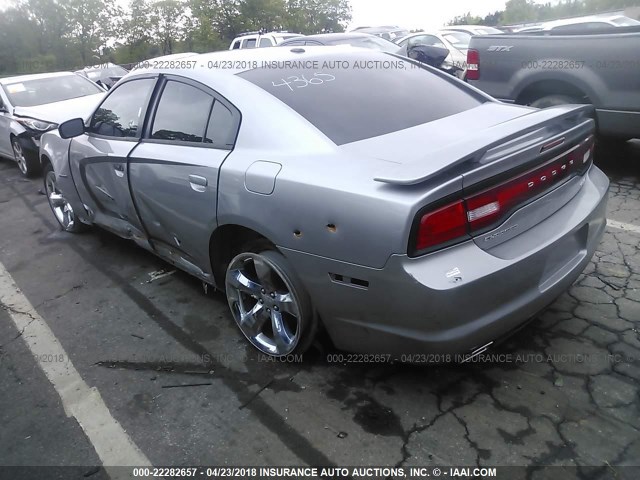 2B3CL5CT7BH524365 - 2011 DODGE CHARGER R/T SILVER photo 3