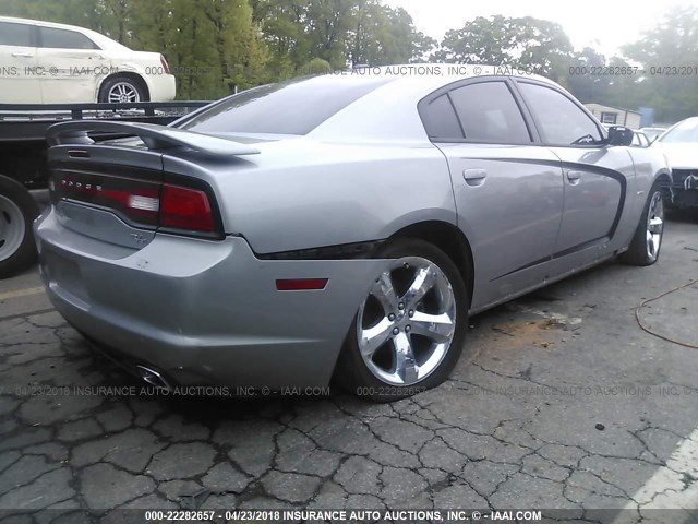 2B3CL5CT7BH524365 - 2011 DODGE CHARGER R/T SILVER photo 4