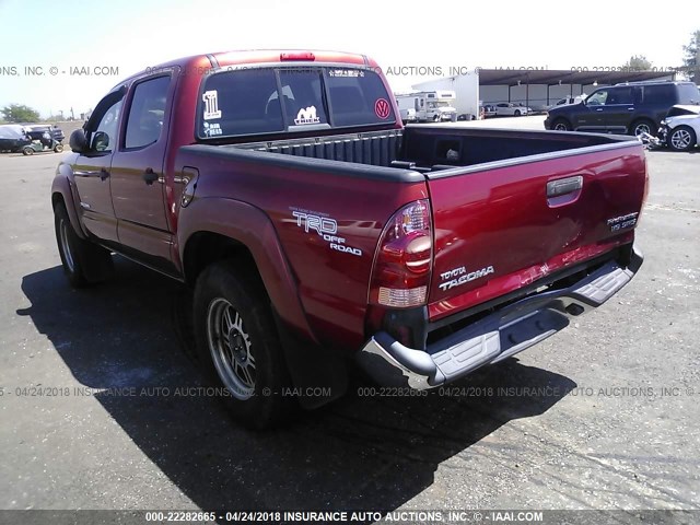 5TEJU62N58Z546261 - 2008 TOYOTA TACOMA DOUBLE CAB PRERUNNER BURGUNDY photo 3