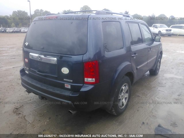 5FNYF38939B004922 - 2009 HONDA PILOT TOURING BLUE photo 4