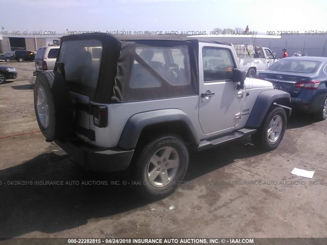 1J4AA2D15BL631113 - 2011 JEEP WRANGLER SPORT SILVER photo 4