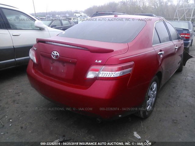 4T1BF3EK8AU052937 - 2010 TOYOTA CAMRY SE/LE/XLE RED photo 4