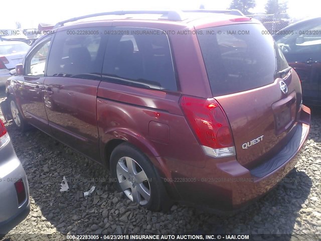 5N1BV28U85N121362 - 2005 NISSAN QUEST S/SE/SL RED photo 3