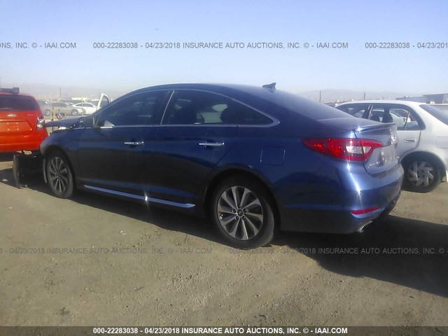 5NPE34AF9FH061303 - 2015 HYUNDAI SONATA SPORT/LIMITED BLUE photo 3