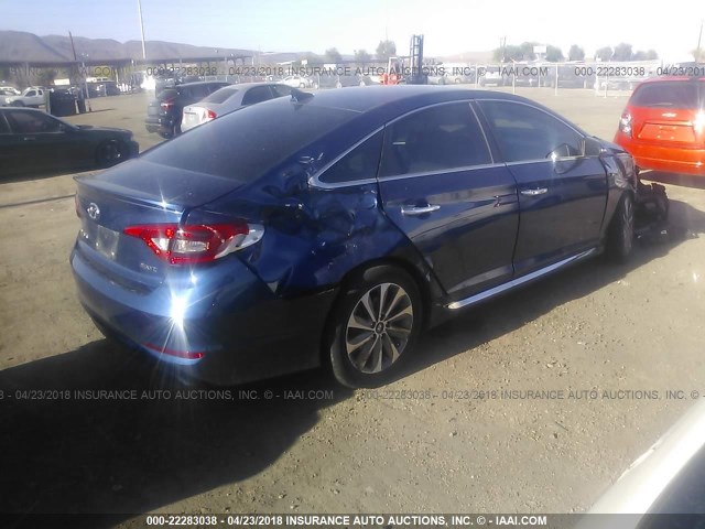 5NPE34AF9FH061303 - 2015 HYUNDAI SONATA SPORT/LIMITED BLUE photo 4