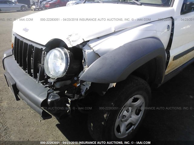 1J8GL48K66W252188 - 2006 JEEP LIBERTY SPORT WHITE photo 6