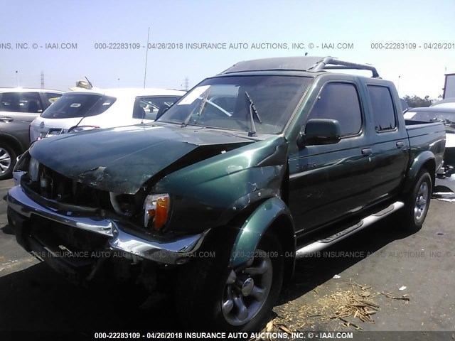 1N6ED27T6YC399526 - 2000 NISSAN FRONTIER CREW CAB XE/CREW CAB SE GREEN photo 2