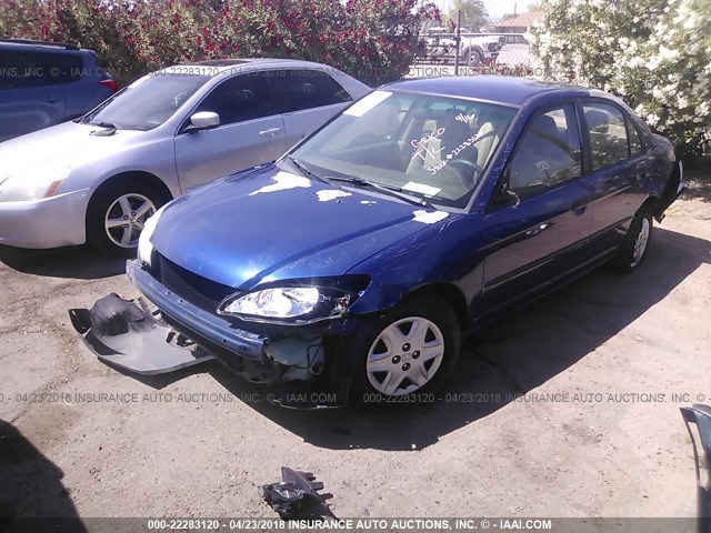 2HGES16365H532333 - 2005 HONDA CIVIC DX VP BLUE photo 2