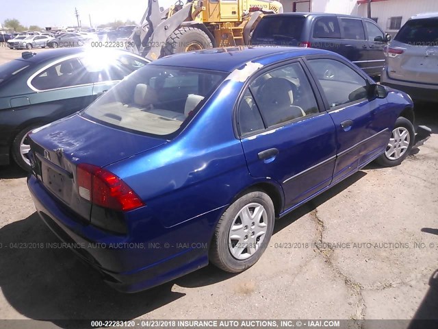 2HGES16365H532333 - 2005 HONDA CIVIC DX VP BLUE photo 4