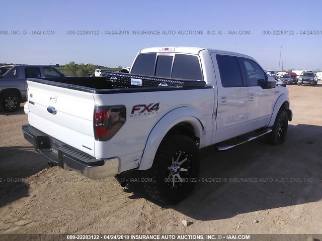 1FTFW1EF7DKD64597 - 2013 FORD F150 SUPERCREW WHITE photo 4