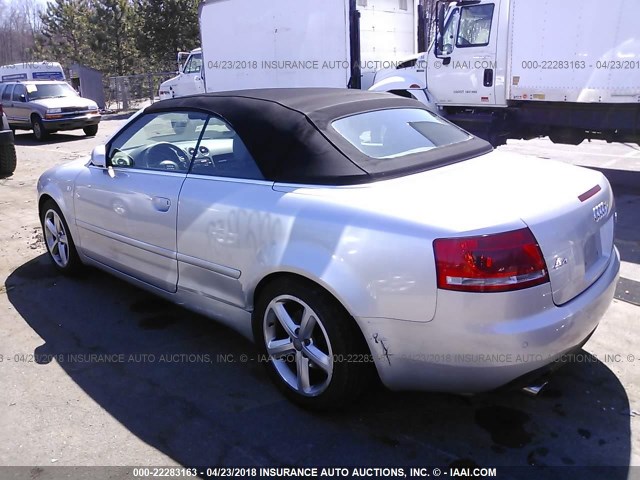 WAUDH48H37K022050 - 2007 AUDI A4 3.2 CABRIOLET QUATTRO SILVER photo 3