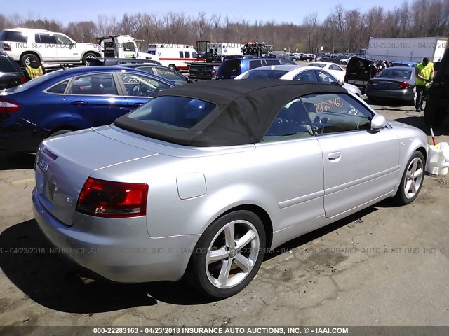 WAUDH48H37K022050 - 2007 AUDI A4 3.2 CABRIOLET QUATTRO SILVER photo 4