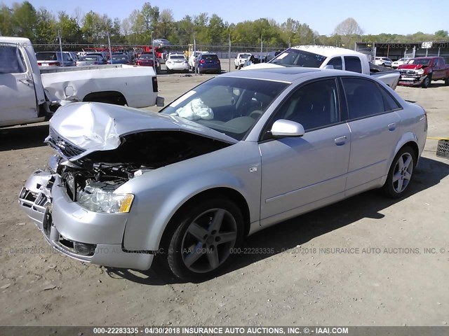 WAULC68E14A163423 - 2004 AUDI A4 1.8T QUATTRO SILVER photo 2