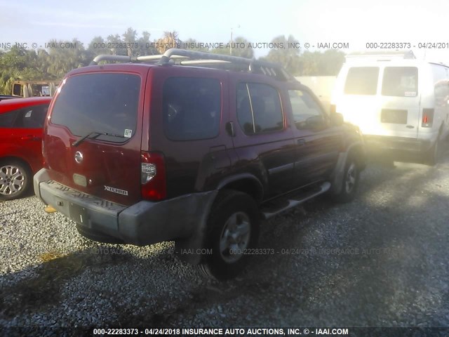 5N1ED28T14C664764 - 2004 NISSAN XTERRA XE/SE RED photo 4