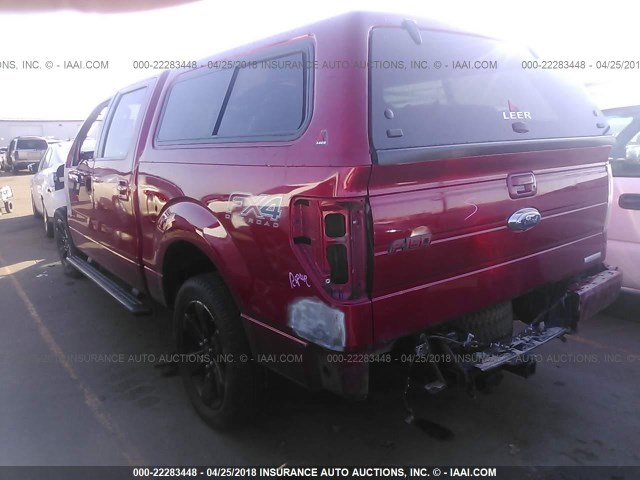 1FTFW1ET2CFB15198 - 2012 FORD F150 SUPERCREW RED photo 3