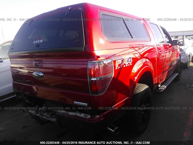 1FTFW1ET2CFB15198 - 2012 FORD F150 SUPERCREW RED photo 4